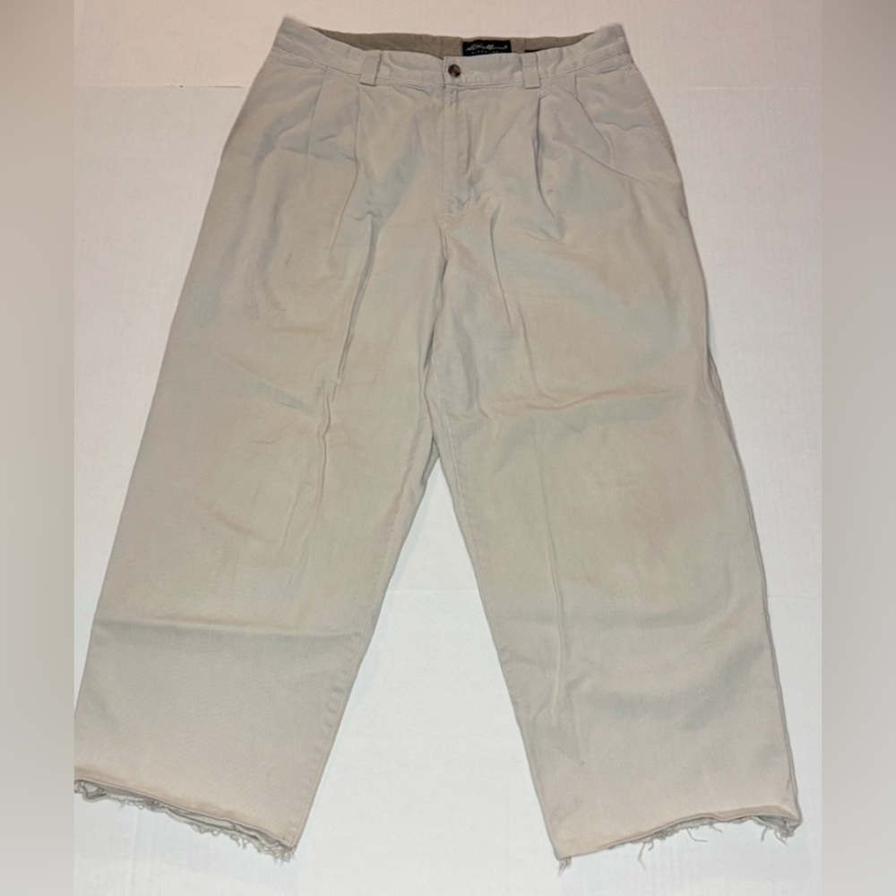 VINTAGE EDDIE BAUER MEN’S RELAXED FIT PLEATED FLAWS KHAKI TAILORED PANTS
